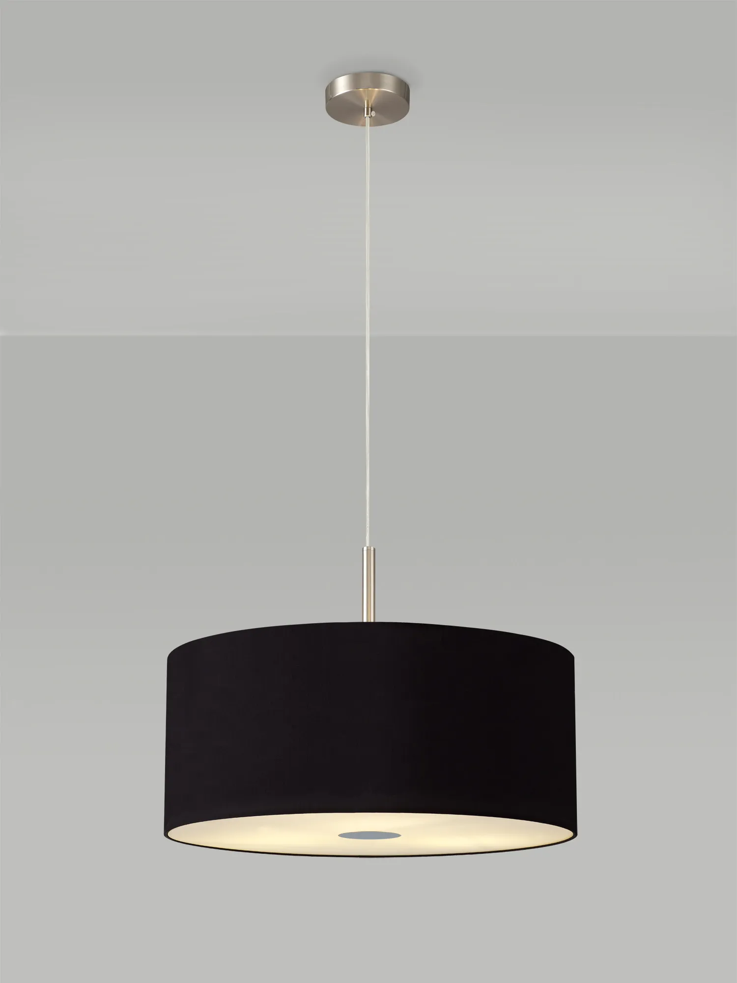 Baymont 50cm 3 Light Pendant Satin Nickel, Midnight Black/Green Olive, Frosted Diffuser DK0451  Deco Baymont SN BL/GR